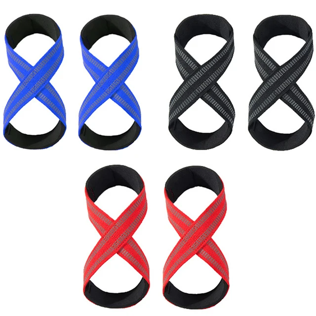 Anti Slip Silicone Rubber Figure 8 Word Padded Weightlifting Belts Cotton Deadlift Powerlifting Straps Pull-ups Bands 2