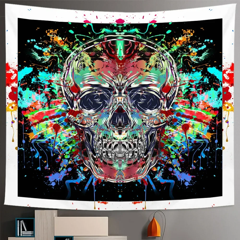 

Colorful Skull Tapestry Wall Hanging Art Print Background Home Decor Tapestry Home Decor for Bedroom Living Room Hanging Curtain