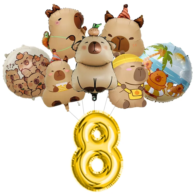 Capybara-Thema-Geburtstagsballons, Cartoon-Kawaii-Capybara-Form, Zahlenballon-Set, 1–12, für Kinder, 1–12 Jahre Geburtstag, Party-Dekoration – Detail 17
