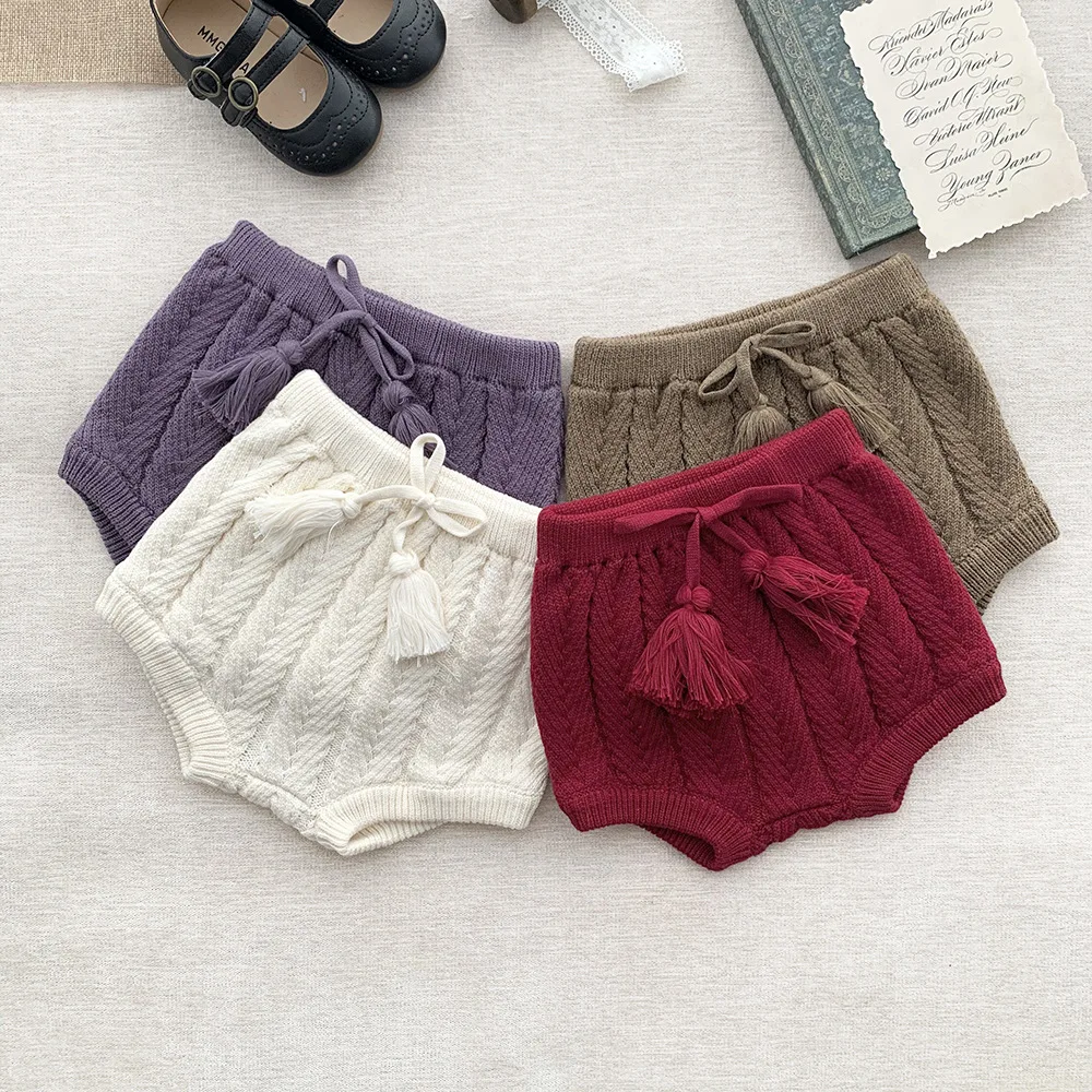 Adorable Baby Boys Shorts Autumn Winter Vintage Knit Short Pants for Toddler Girls Clothing Children Shorts Baby Bloomers 0-4Yrs