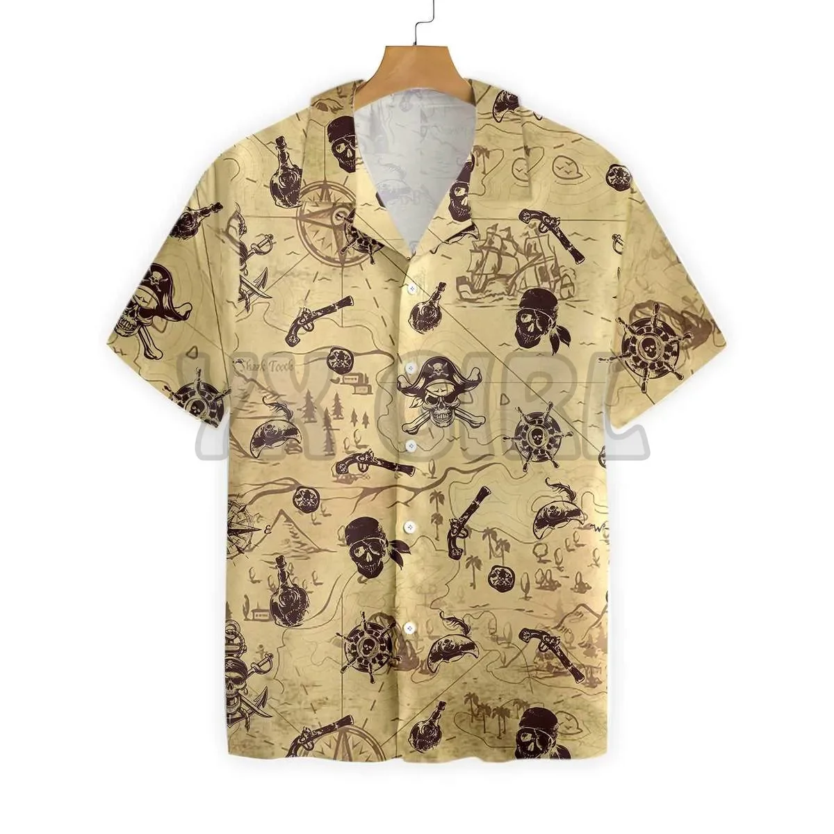 

Skull Pirate Pattern 3D All Over Printed Hawaiian Shirt Men's For Women's Harajuku Casual Shirt Unisex