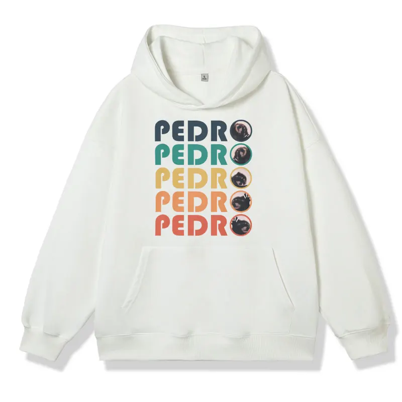 Cartoon Funny Pedro Pedro Pedro Retro Colorful Print Hoodie Male Fashion Oversized Long-sleeved Pullover Sweatshirt Men Women's