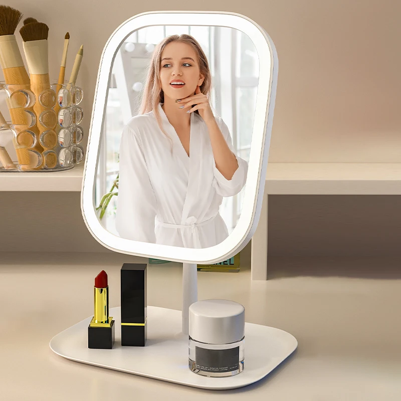 LED Light European Makeup Mirror Desktop Folding Makeup Mirror With Light Fill-in Desktop Vanity