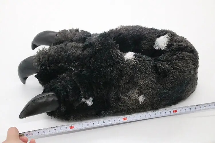 Kreative schwarze Bärentatze-Schuhe für Männer und Frauen, vier Krallen, Fellrutschen, flauschige Slip-on-Baumwollschuhe, männliche Tierfell-Hausschuhe – Detail 25