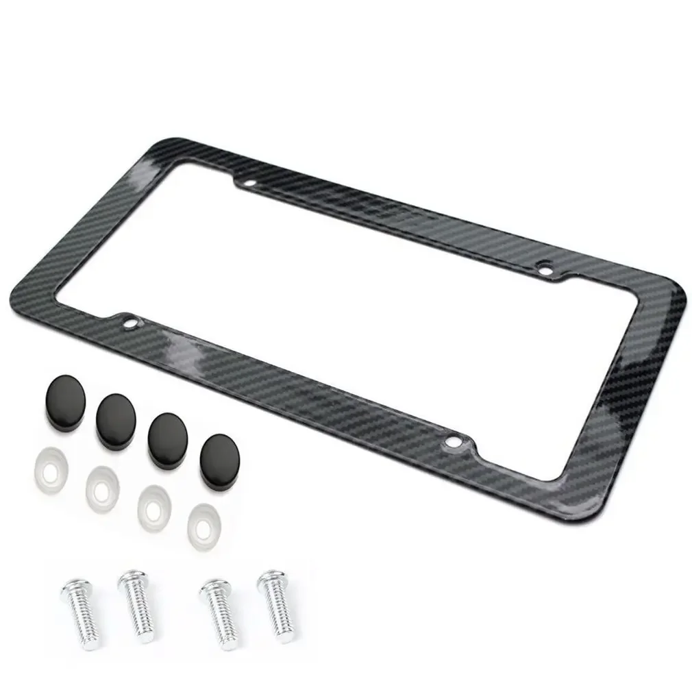 1PcsUniversal License Plate Frame Carbon Fiber Plastic License Plate Frame Bracket With Standard Screw Kits Hot Sell Dropship