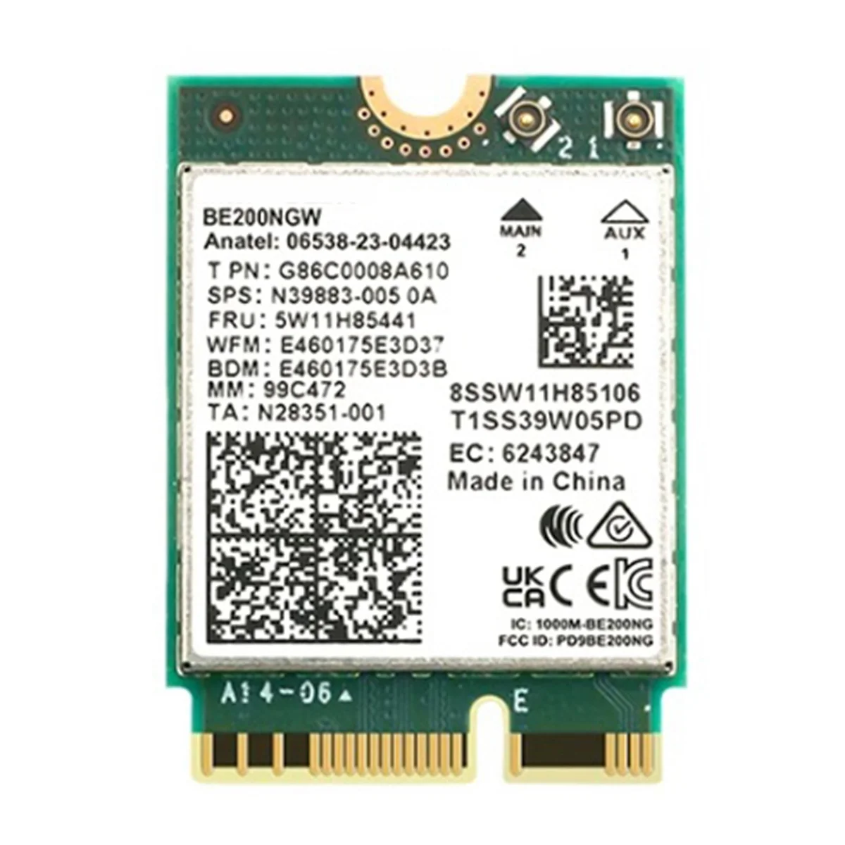 BE200 무선 네트워크 카드용 SCLS WiFi 7 BT5.4 Wifi 카드 BE200NGW 2.4/5/6GHz 5.8 Gbps M.2 어댑터 (PC 노트북용)