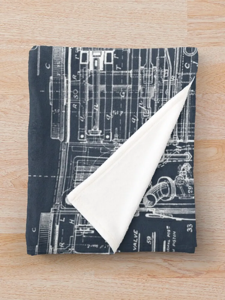 Steam Train Blueprint Throw Blanket Heavy Blanket