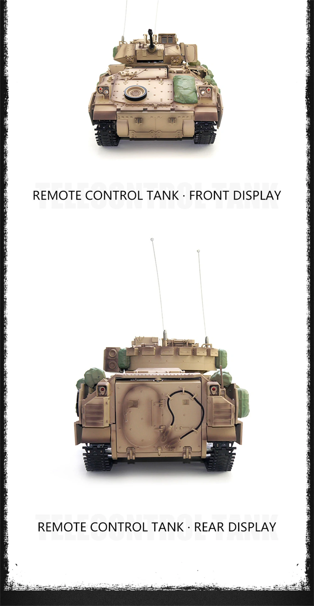 COOLBANK Model Bladeli M2A2 1/16 2.4G RC Main Battle Tank Smoke Sound Recoil Shooting LED Light Simulated Vehicles Models RTR Toys