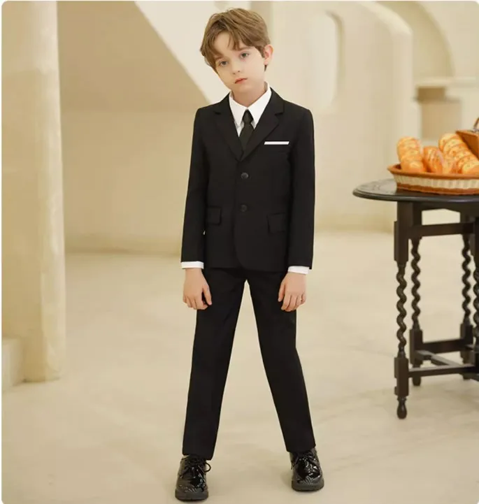 

School Children Performance Dance Show Costume Kids Black 007 Piano Party Clothing Set Boys Graduation Ceremony Photograph Suit