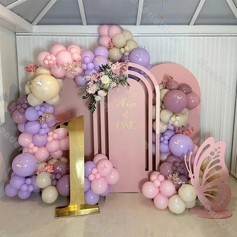 

131/181pcs Baby Shower Balloon Arch Pinkish Purple Sand Balloon Backdrop 1st Birthday Gender Reveal Decor Boho Bridal Shower