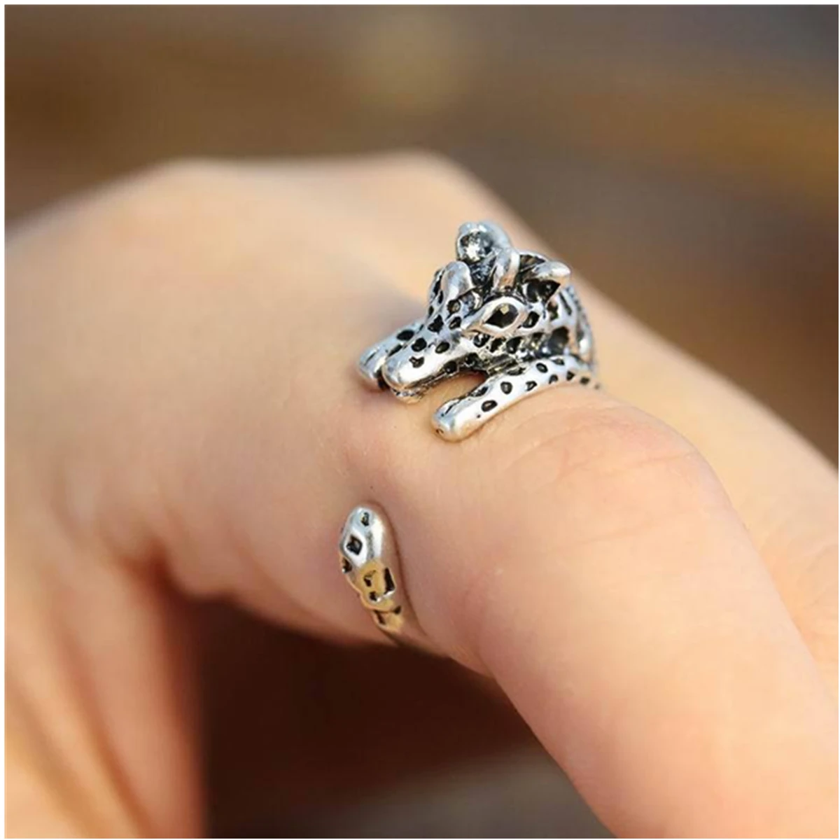 

Men's Fashion Personal Patterns Rings Accessories 3d Three-dimensional Creative Giraffes Open Jewelry For Boy