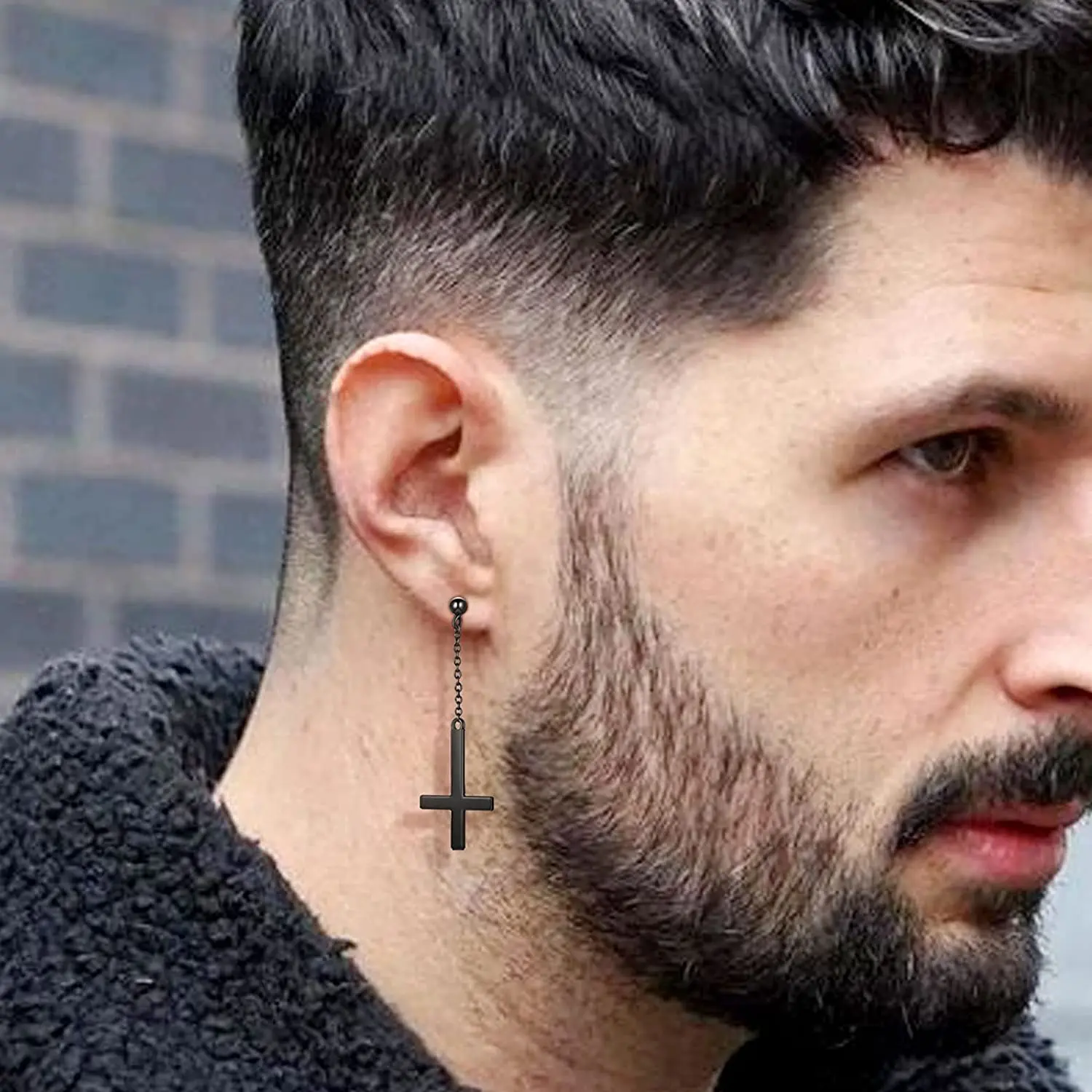 Stainless Steel Inverted Cross Stud Earrings