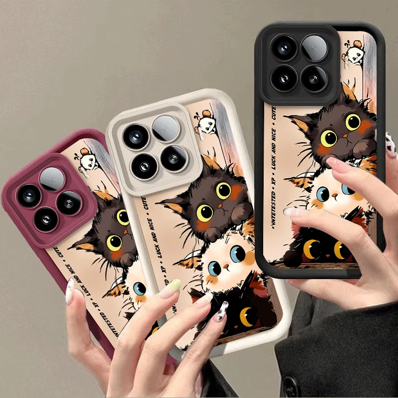Cute Cat Print Pattern Silicone Protective Cover - Shockproof Flexible Case