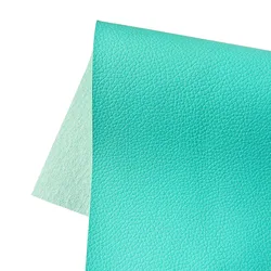 Litchi Print Leather Fabric Roll - Waterproof Synthetic Sheet for DIY Crafts and Sewing Projects (6 turquoise blue)