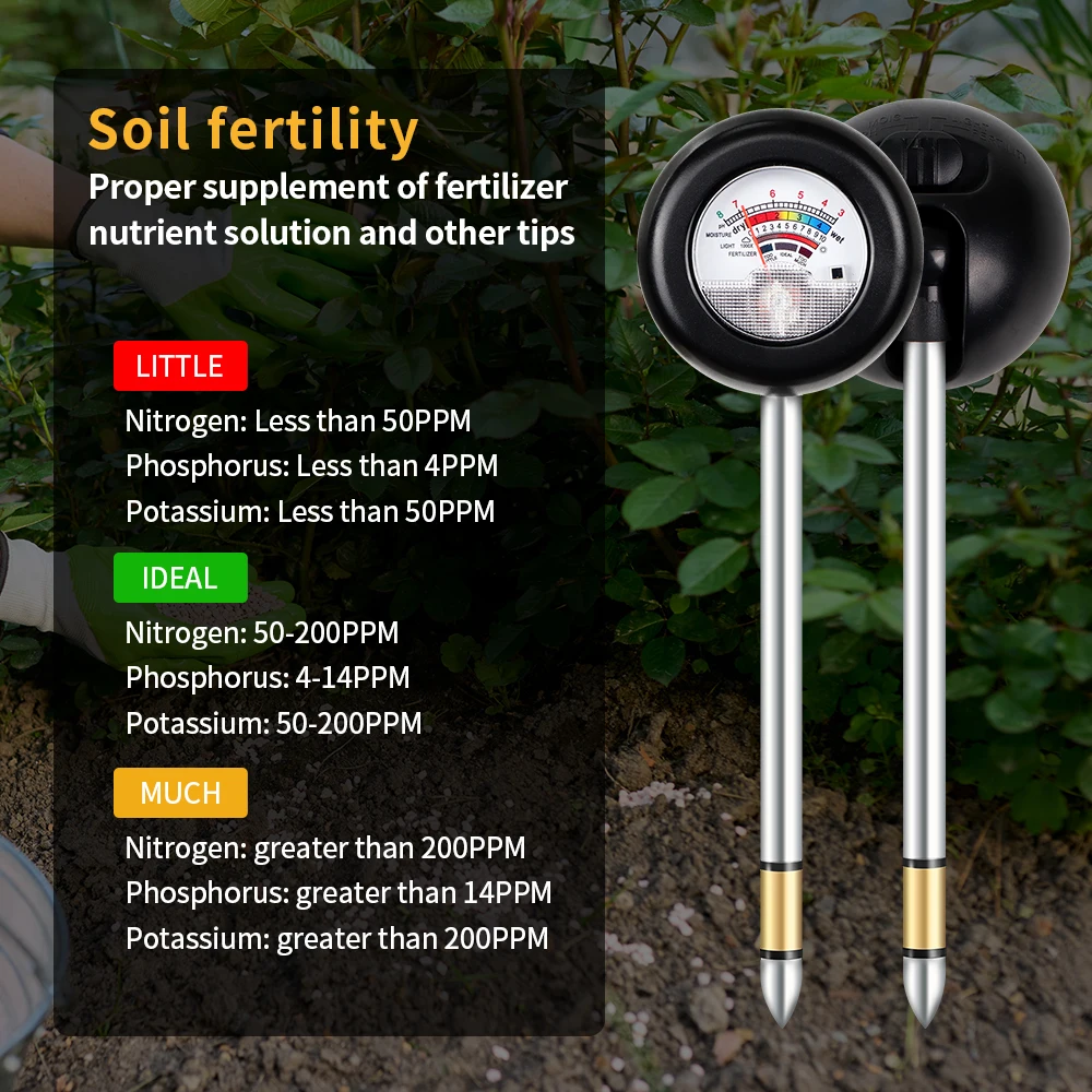 4 In 1 Soil PH Moisture Meter Tool for Greenhouse