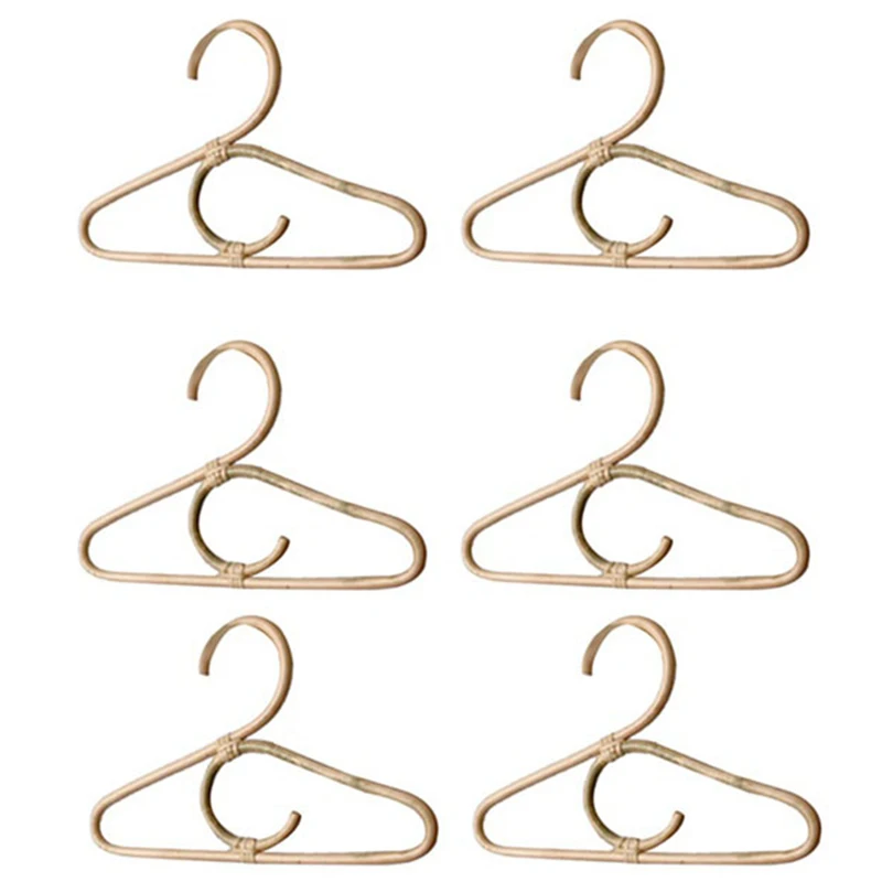 Hot-6Pcs Rattan Clothes Hanger Nordic Style Kids Garments Organizer Rack Children Hanger Kids Room Decor Hangers For Clothes