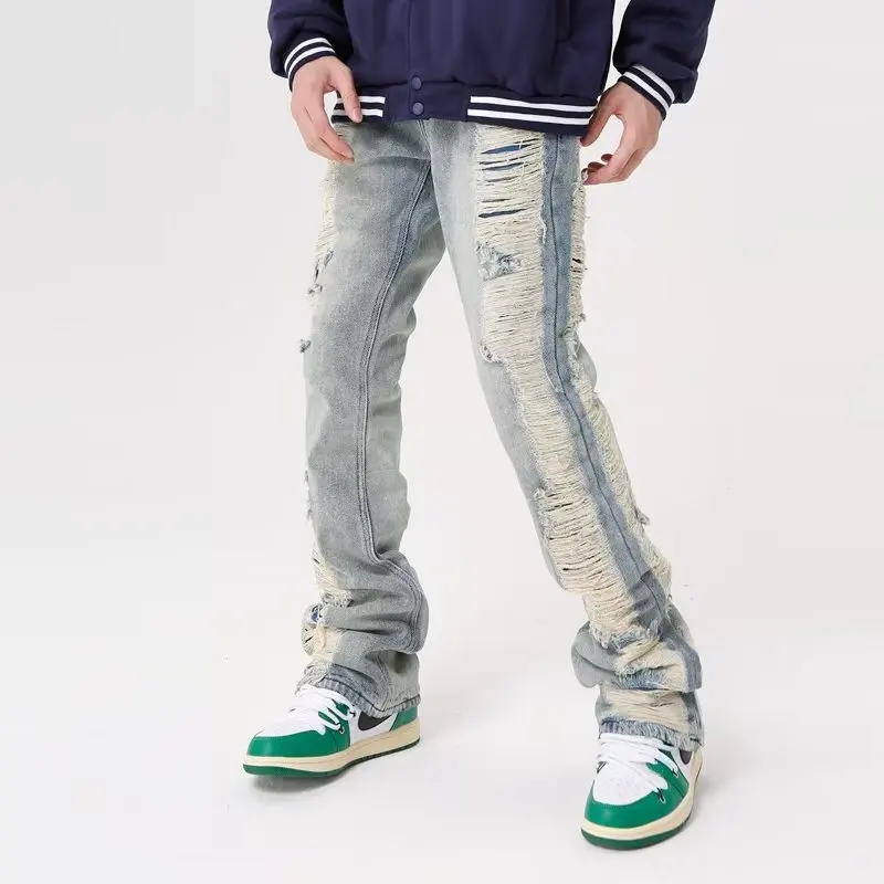 Ropa Grunge Y2K Streetwear Hole Ripped Baggy Jeans Pants Men Clothing Straight Hip Hop Gothic Denim Trousers Pantalon Homme