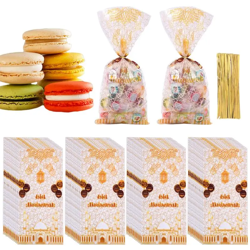 

Праздничные пакеты для конфет 100 шт., целлофановые пакеты для подарков Eid, подарочные пакеты Goody, подарочные пакеты, пакеты для подарков с поворотными завязками, праздничная вечеринка