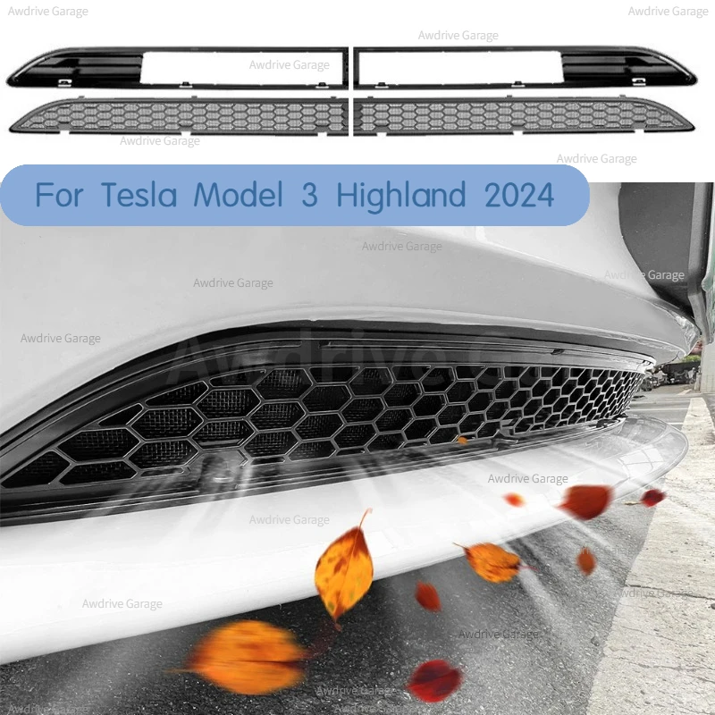Anti Insect Net for Tesla Model 3 Highland 2024 Lower Bumper Insect-proof Front Cover Anti Dust Proof Inner Vent Grille Cover