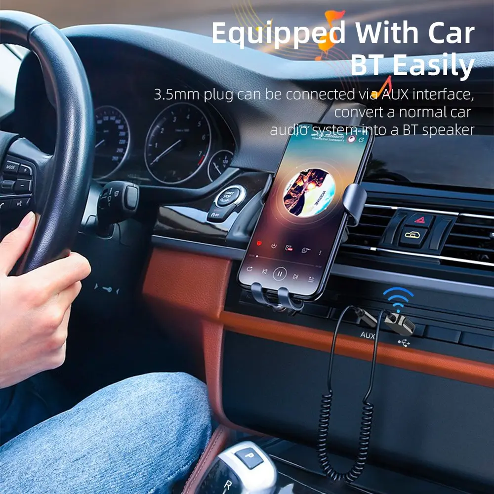 USB to 3.5mm Adapter Bluetooth Aux Dongle 5.0 Handsfree Kit For Car Receiver BT Transmitter
