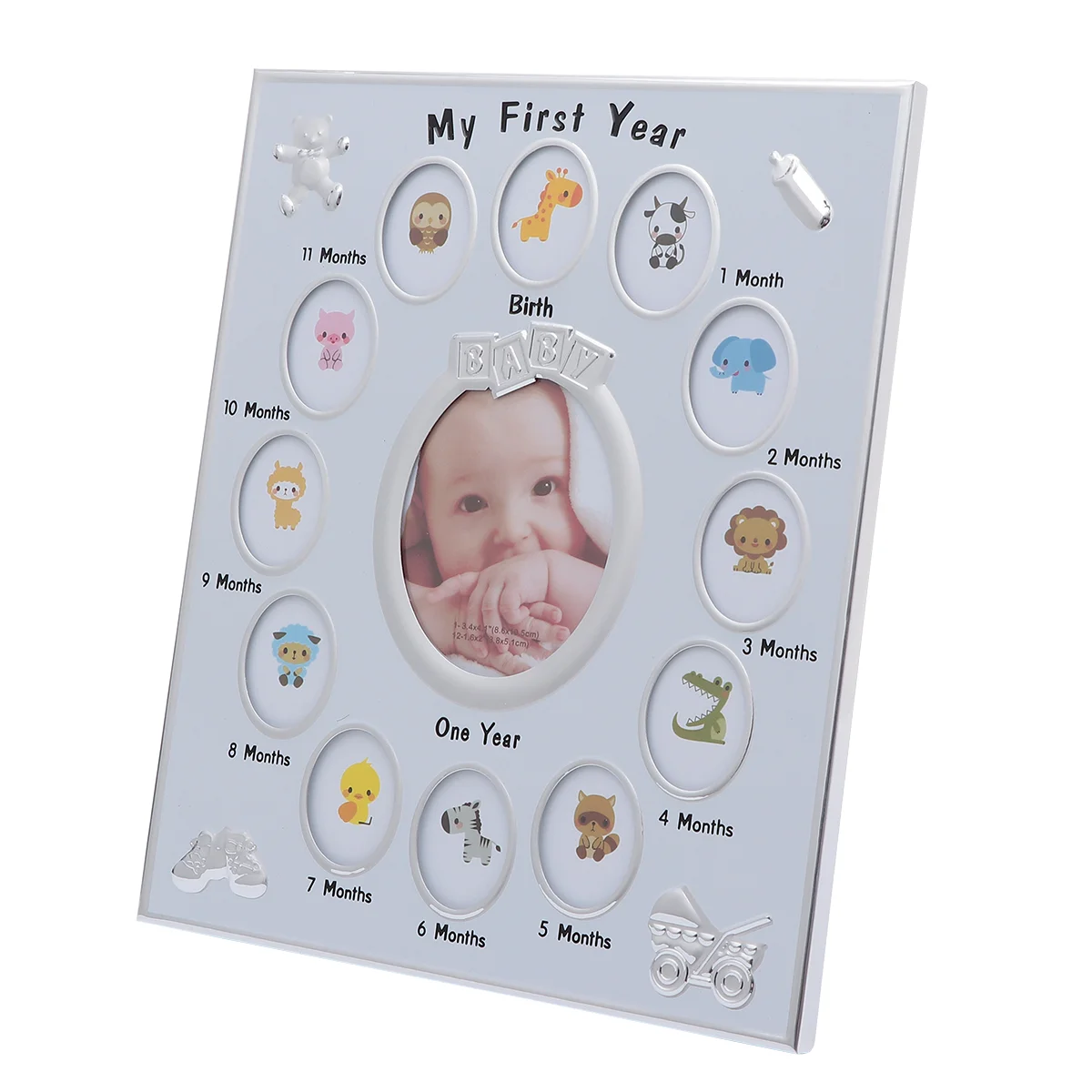 

First Year Keepsake Picture Photo Frame 12 Months Growth Record Photo Frame for Infant Newborn Shower Memories Gift