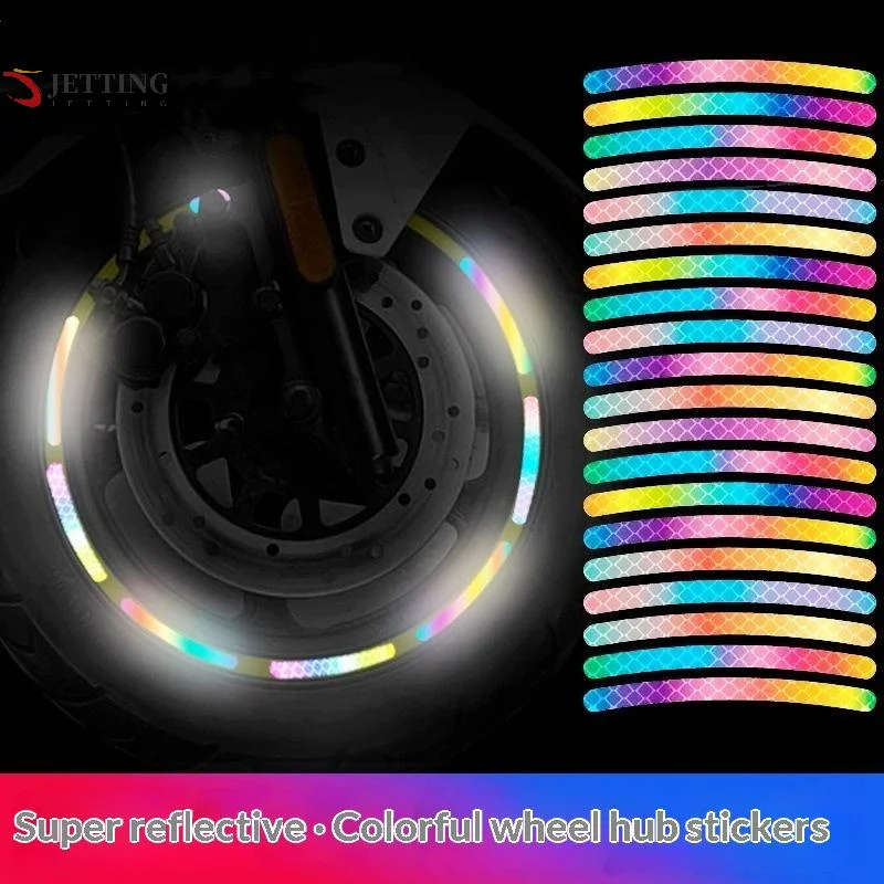 100Pcs/5bags Bicycle Reflective Sticker For Bike Wheels Rainbow Red ...