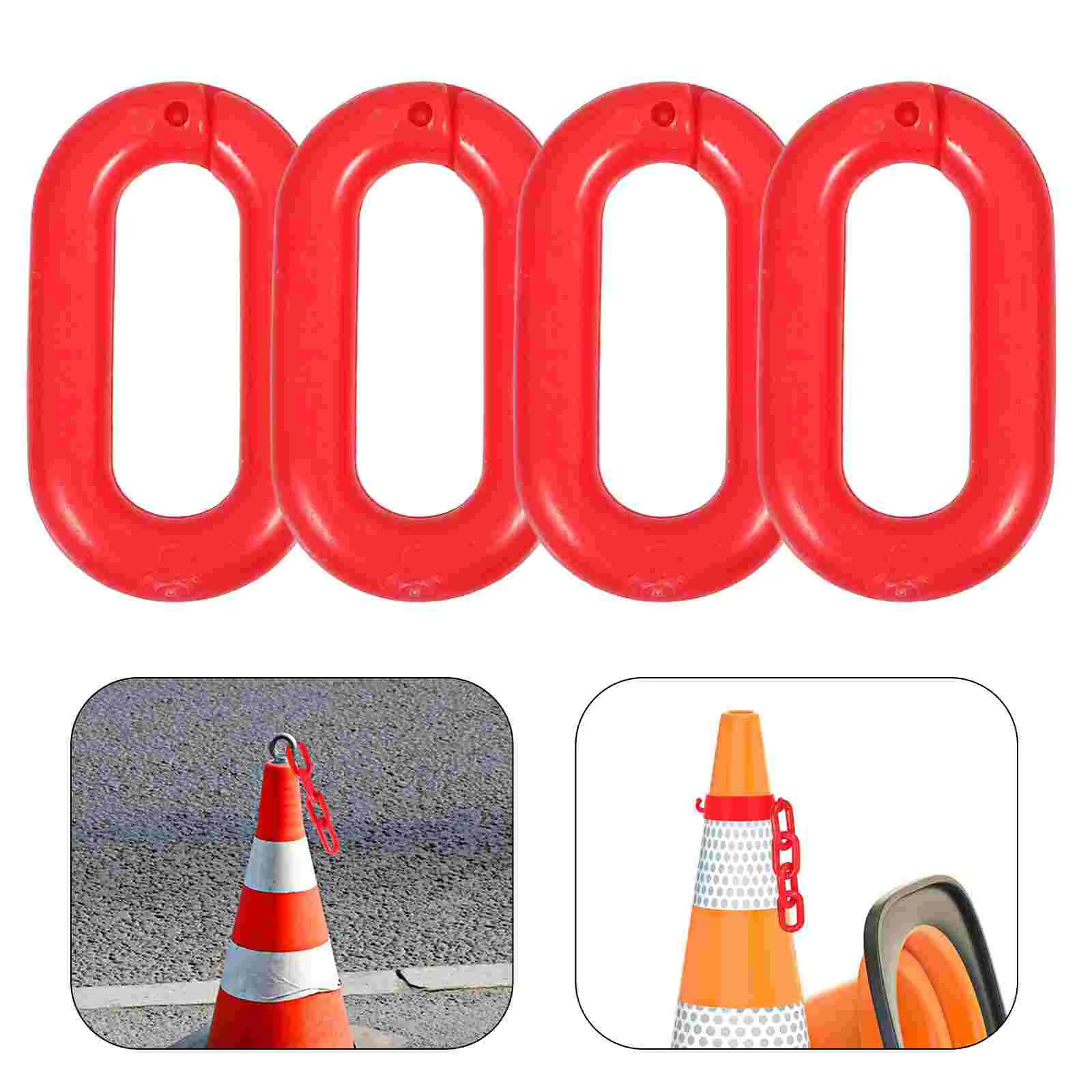4 Pcs Traffic Cone Accessories Plastic Bead Chain Locking Carabiner Baby Toy Links The Bird