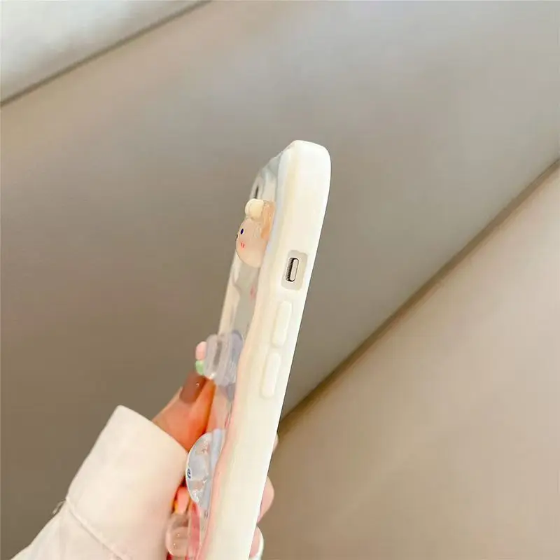 Lucky Crystal Bunny Phone Case - Stylish TPU Cover with Wave Design