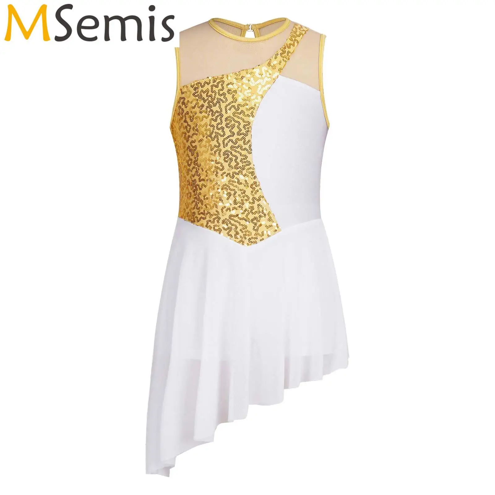 

Ballet Dress for Girls Ballerina Practice Tutu Dance Costume Shiny Sequins Hollow Back Mesh Dancewear Ballet Lyrical Dance Dress