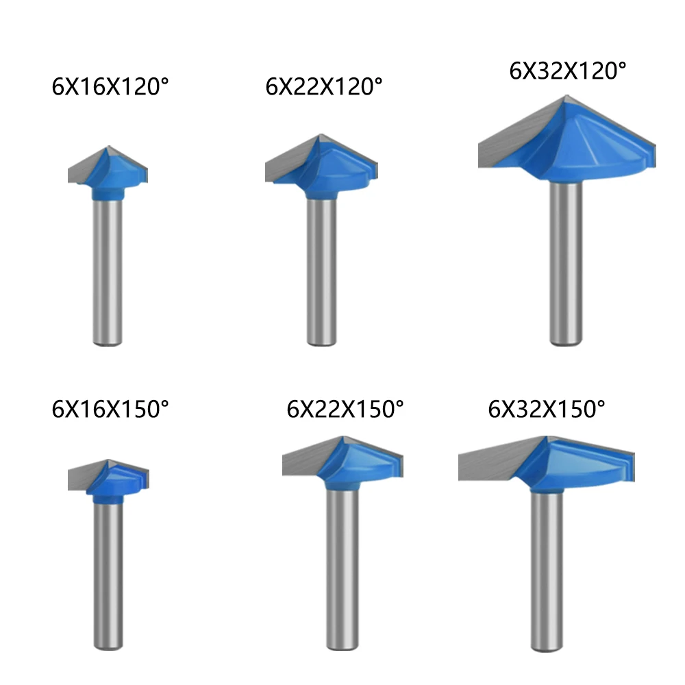 LAVIE 1pc 6mm Schaft 60 90 120 150 Grad V Typ Schlitzen Cutter Bit CNC Gravur Solide Router bit Hartmetall Fräser C06027 – Detail 22