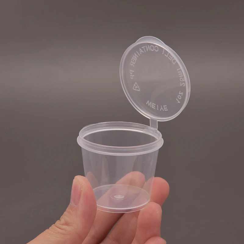 25pcs 25ml Disposable Plastic Takeaway Sauce Cup Containers Food Box Paint Box With Hinged Lids Pigment