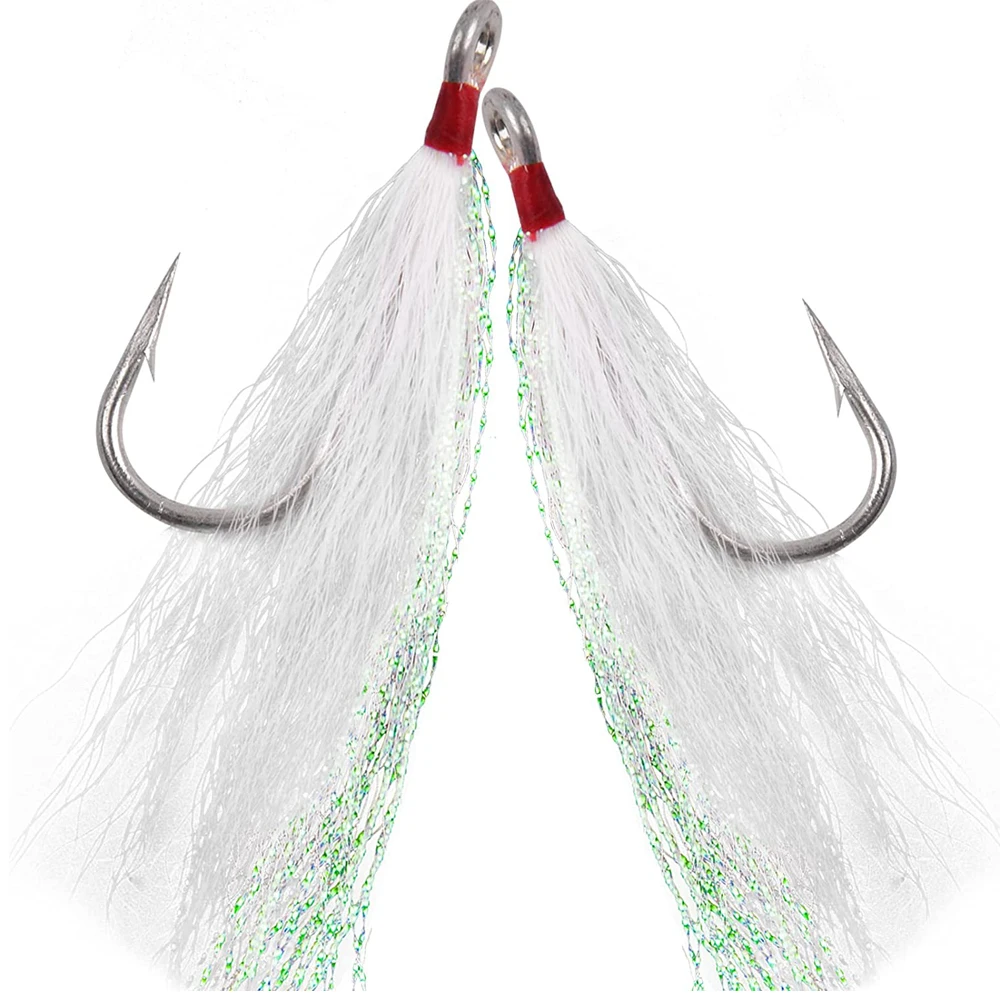 8/4 leurres Bucktail Teasers pour pêche mer - Hameçons jig acier inox pour silure et perche