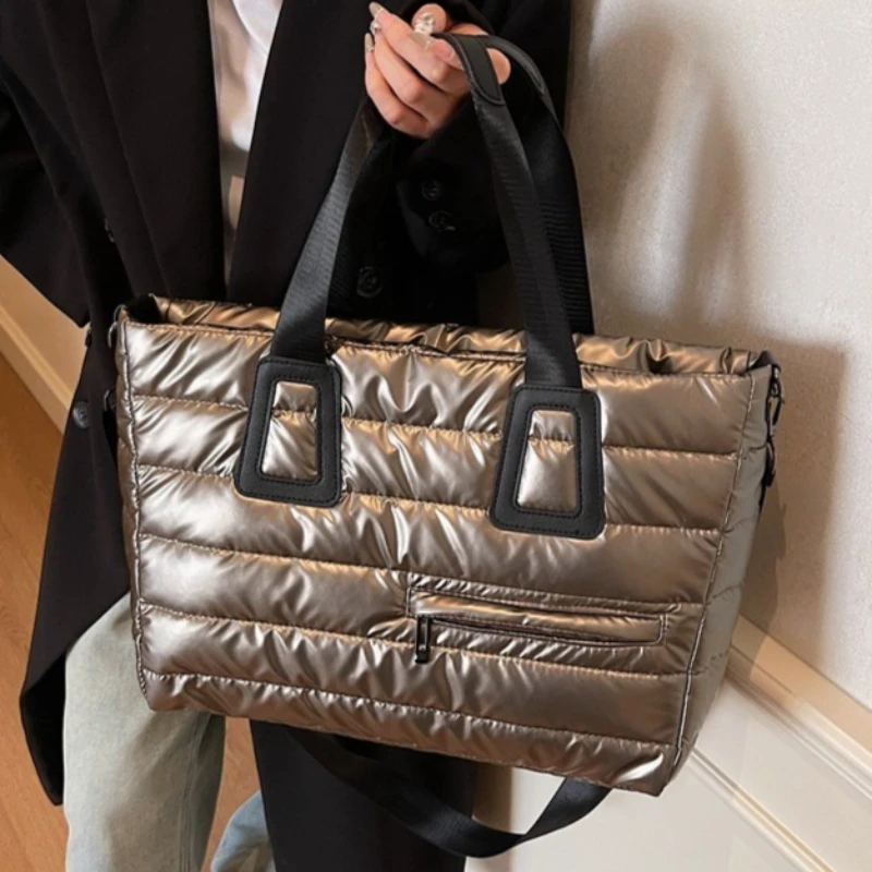 Large Capaci Casual Sle Women's down Cotton Jaet Bag Autumn Winter Versatile 2026 New Crossbody Bag Commuter Tote Bag Handbags