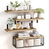Wall Shelves Floating Mounted Wooden  Rack Kitchen Bathroom Organizer  Decor Garden Bathroom Accessories 4 Piece Set Wall shelfs 2