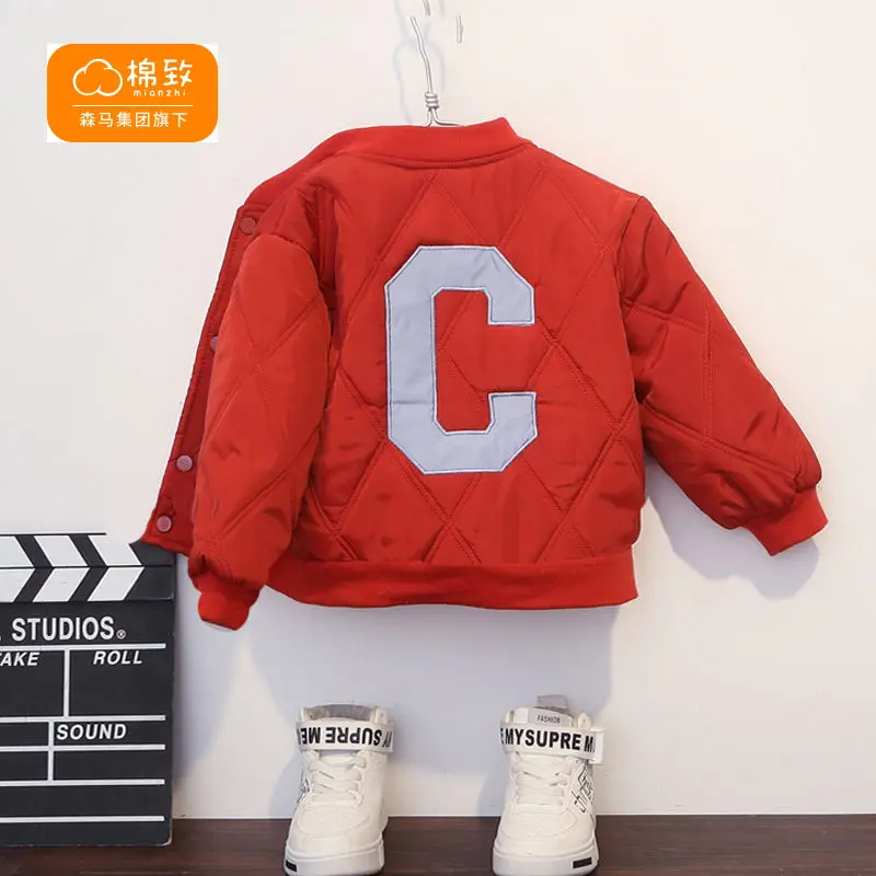 Cotton Children's Baseball Cotton-Padded Jacket Medium and Large Quilted Baseball Uniform Boys' and Girls' Coat Autumn