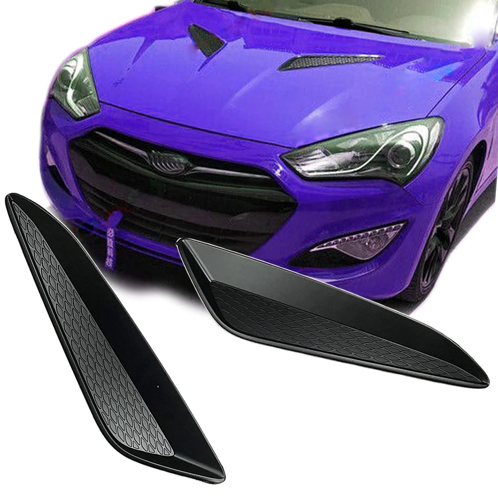 Matte Black Car Hood Bonnet Vents Radiator Grille Air DuctS Trim Fit for Hyundai Genesis Coupe 2013 2014 2015