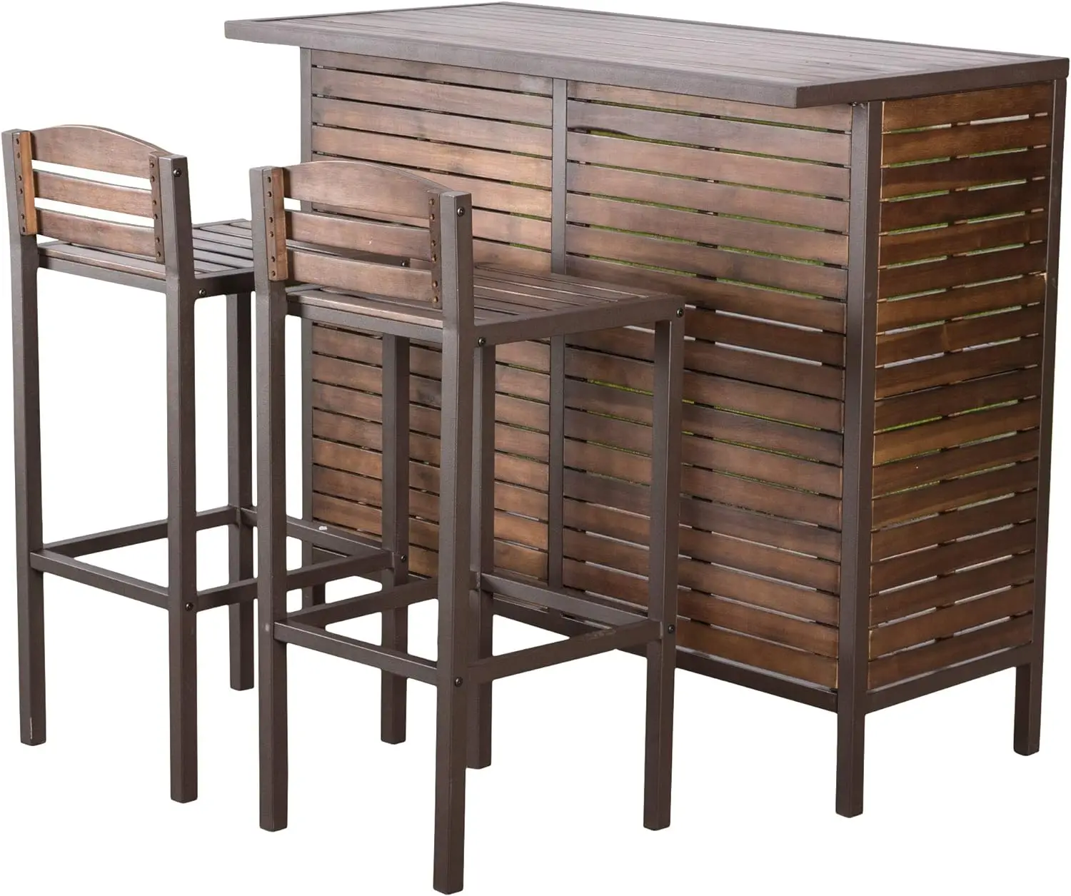 

Christopher Knight Home Leni Indoor Acacia Bar Set with Rustic Metal Finish Accents, Dark Brown / Rustic Metal