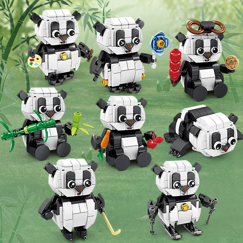 

MOC Creative Panda Mini 3D Animal Building Block Set For Kid Educational Assembly Bricks 3D DIY Puzzle Toys For Children Gift