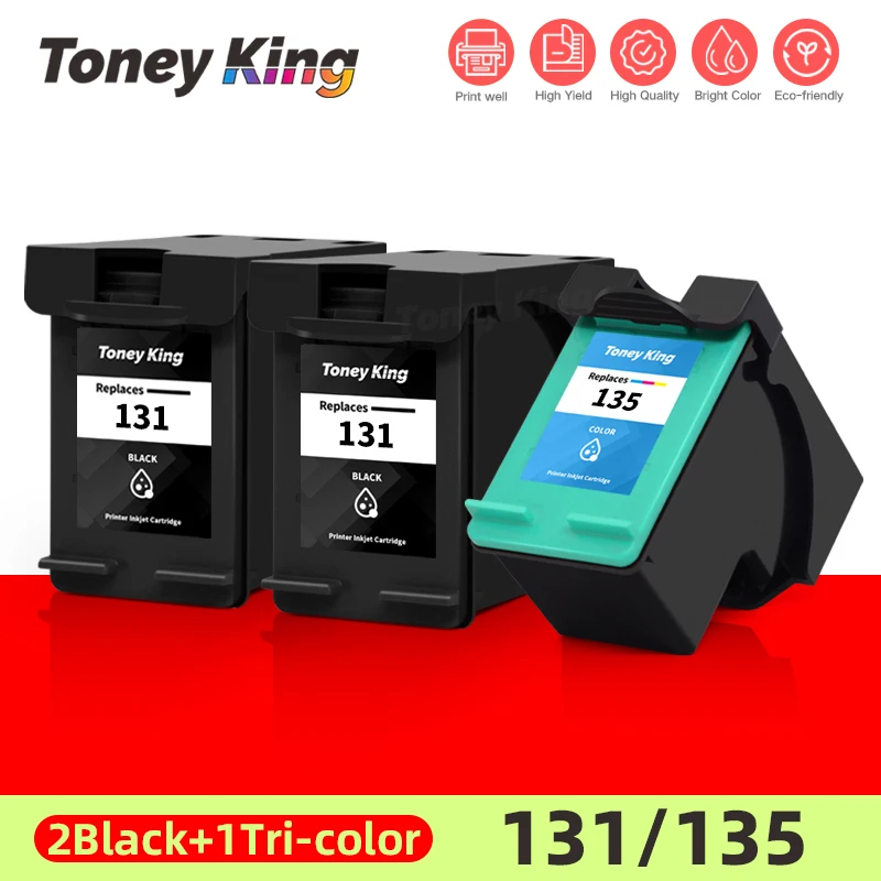 

TONEY KING Replacement Ink Cartridge For HP 131 135 Officejet 7410 H470 H470b H470wbt Pro K7103 PSC 1600 1610v 1610xi 1613 2350