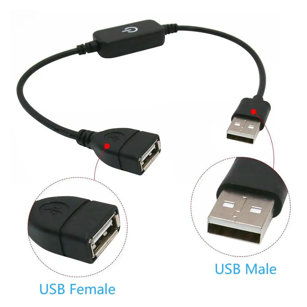 USB Cable Switch 28cm USB A Male to A Female Extension Extender Black Cable With ON OFF Switch USB 5V Touch/Knob Dimmer Switch led dimmer switch smart light switch smart dimmer switch led strip switch led string dimmer led dimmer controller lamp dimmer
