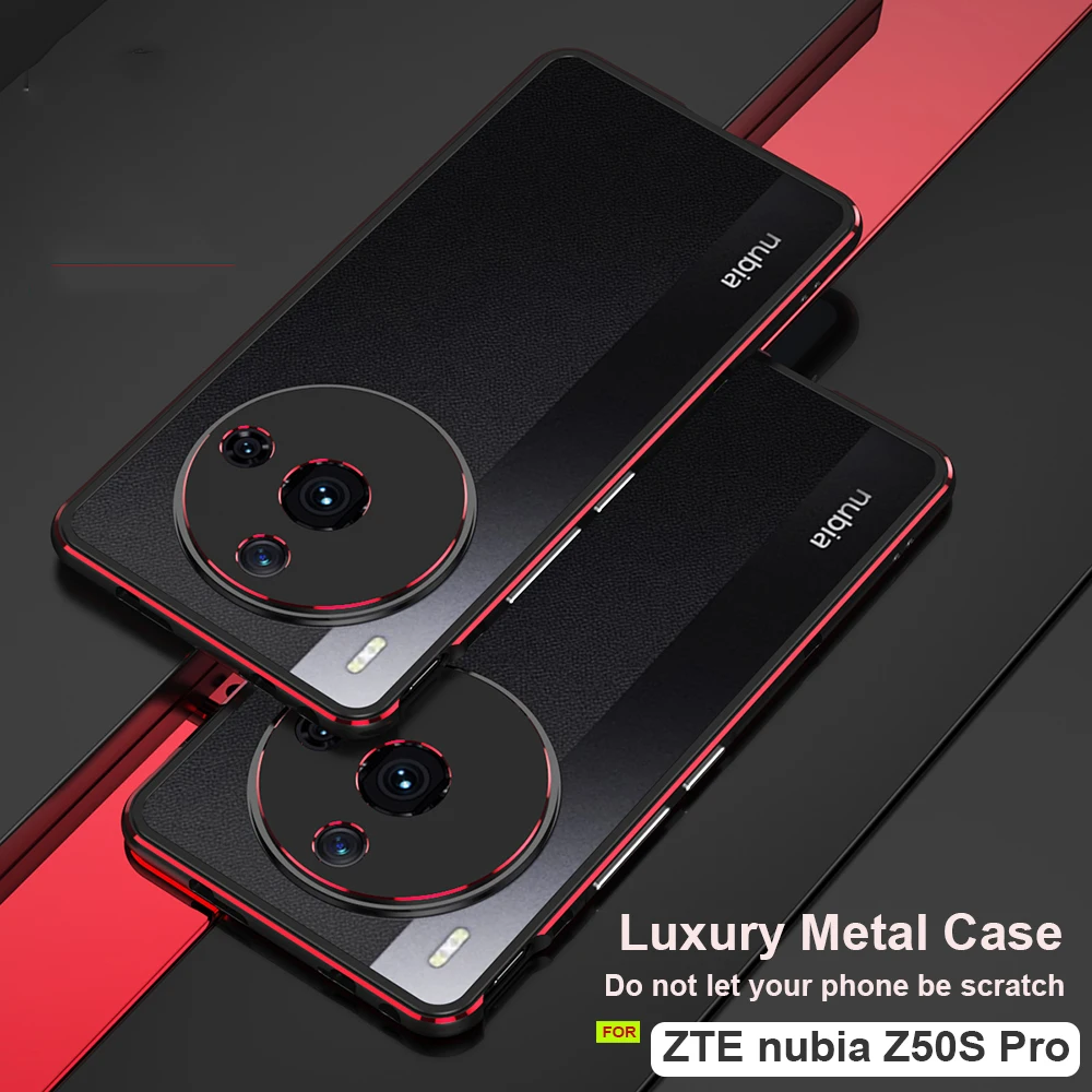 

Роскошный бампер из алюминиевого сплава для ZTE Nubia Z50S Pro, металлическая рамка Z50 S, Защитная крышка для камеры, ультратонкий кожаный чехол