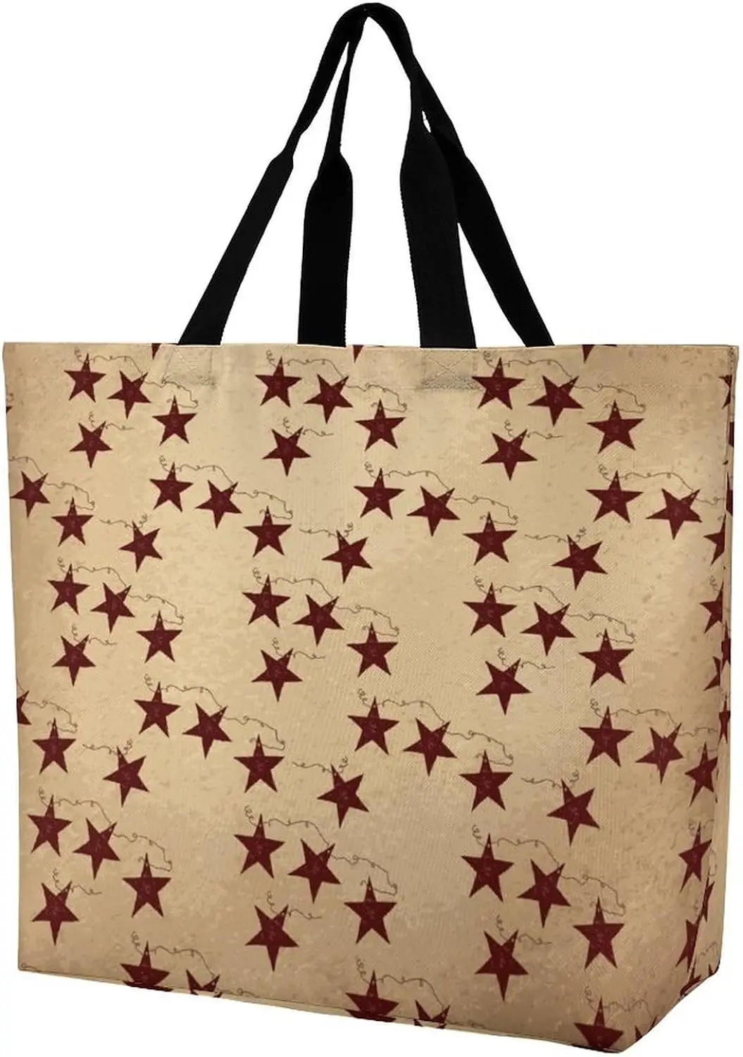 

Винтажная Коричневая Сумка-тоут со звездами, женская сумка-тоут для покупок, моющаяся Сумка-тоут для продуктов, сумка через плечо, модные сумки для покупок