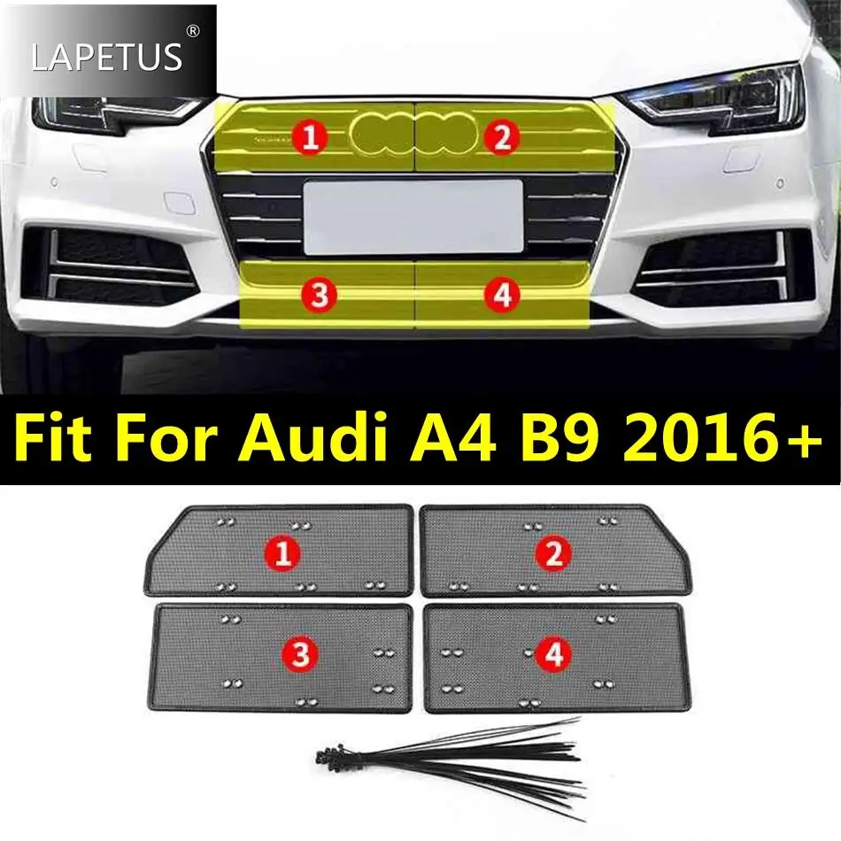 

Accessories Car Middle Insect Screening Mesh Front Grille Insert Net Anti-leaf Dust Protection Kit For Audi A4 B9 2016 - 2019