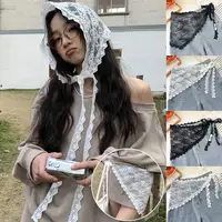 Y2K Stacked Lace Half Skirt Women Lace Tulle Bandage Skirt Layering Small Butt Curtain Short Skirt Flower Triangle Hair Scarf - Image 4