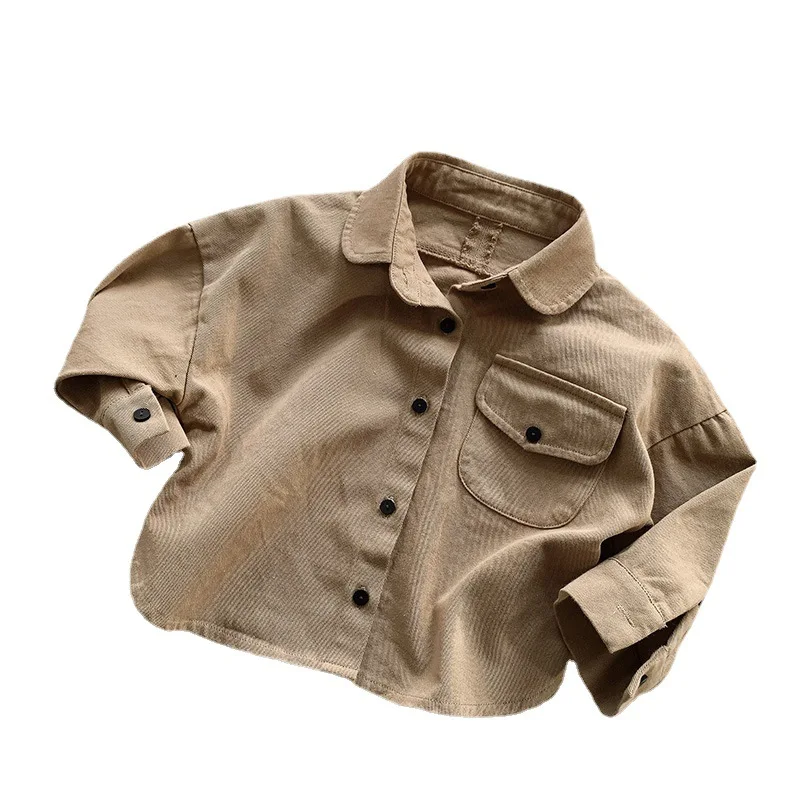 Children's T-Shirt Spring and Autumn Japanese Korean Girls' Retro Versatile Fashion Shirt Boys' Baby Pure Cotton Coat