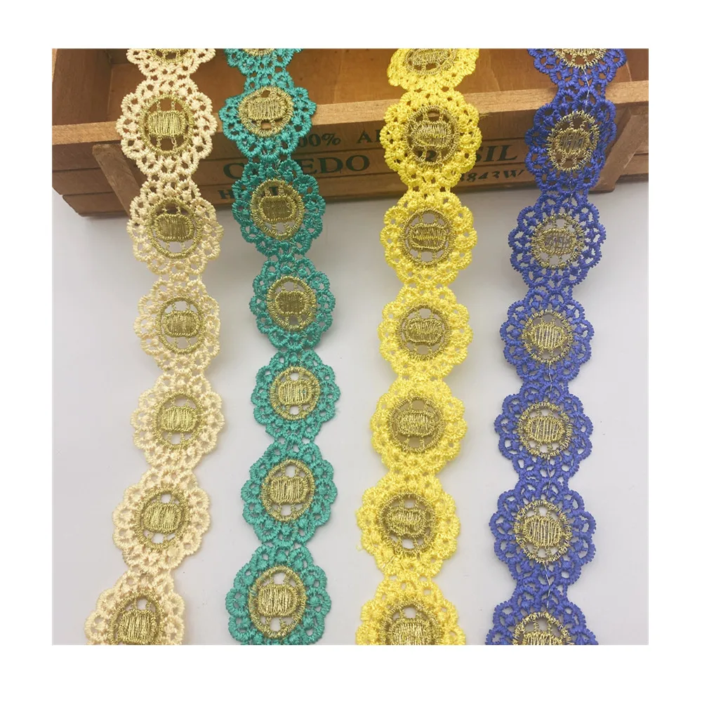 10 ярдов 15 цветов красочная африканская золотая вышитая тесьма кружевная лента