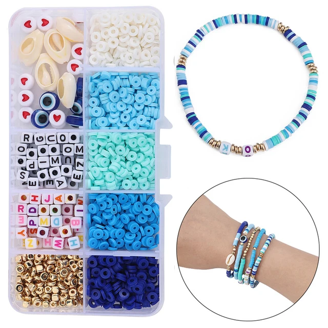 Clay Letter Beads Kit for Bracelets Making Polymer Flat Round Disc Lobster Clasp and Jump Rings Strings for DIY Jewelry Marking 5