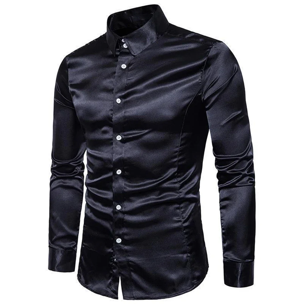 

Stylish Men's Satin Luxury Dress Shirt Collared Slim Fit Unique Style for Formal and Casual Wear in Every Season