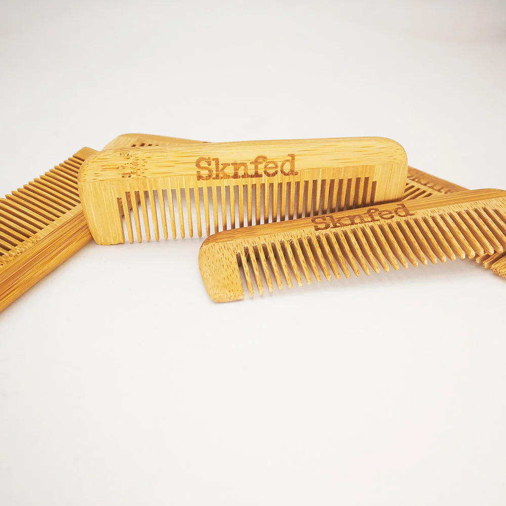 3 Pieces Mini Bamboo Comb with Custom LOGO  - Personalized Your Name Text Date - Portable Pocket Bamboo Beard Comb 4