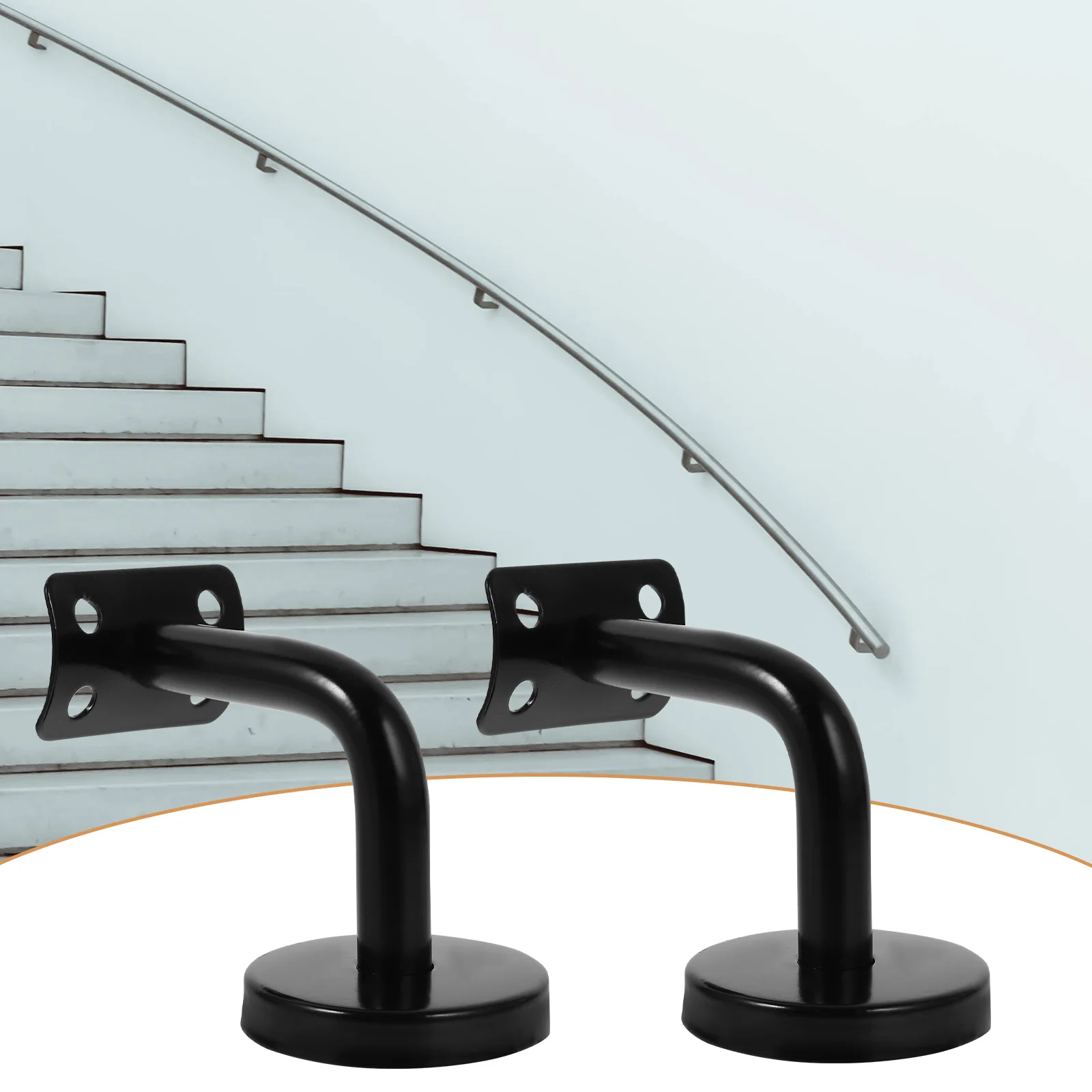 

5pcs Stainless Steel Round Handrail Brackets Black Handrail Brackets Wall Mounted Railing Brackets for Wood Or Metal Railing